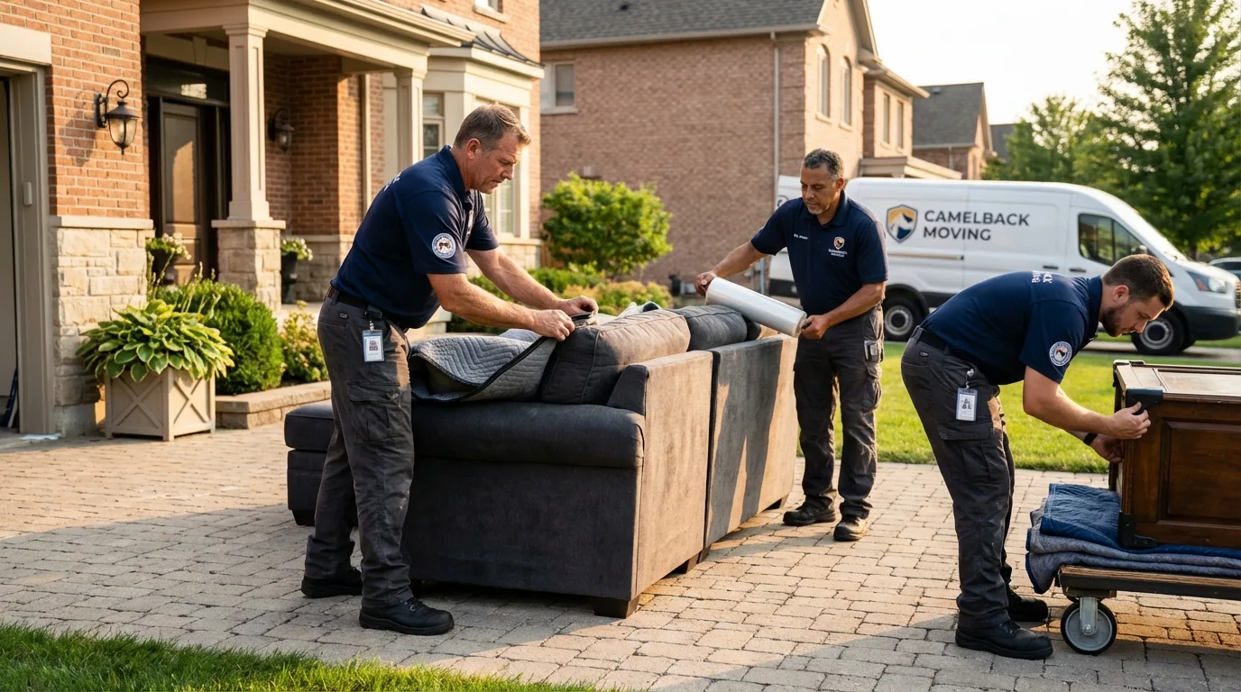 Large estate moving crew wrapping furniture in Chickasha, OK